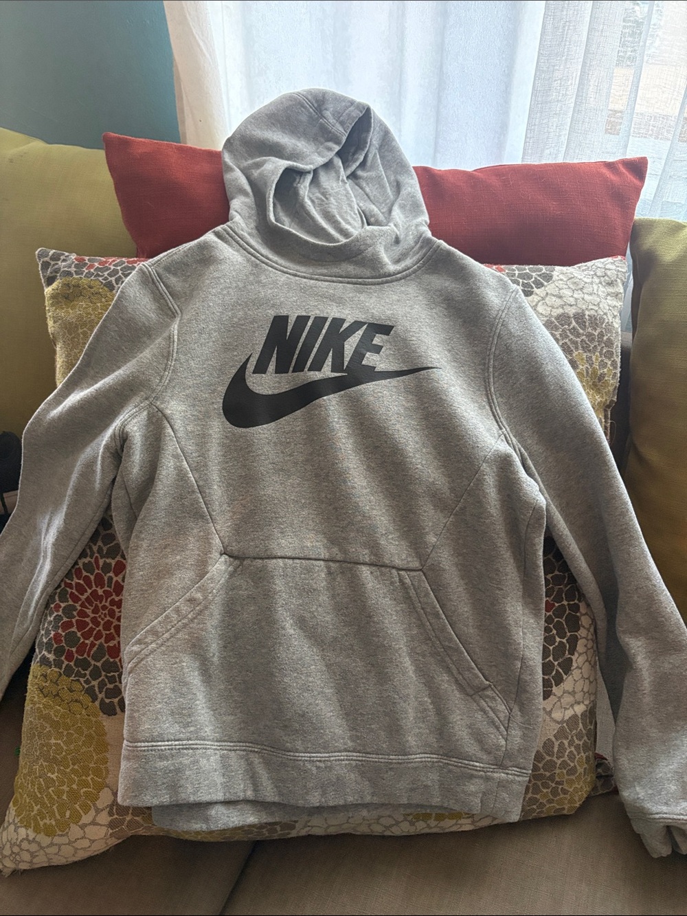 Nike Grey Crewneck Hoodie with Black Logo
